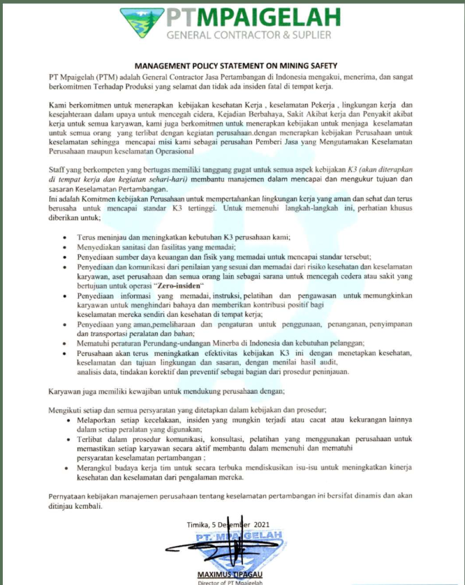 Safety Regulation 2 - Management Policy